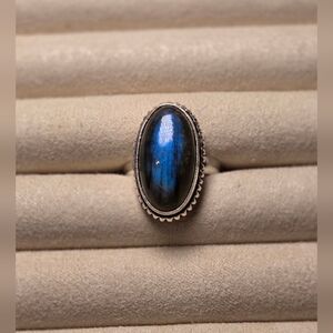 Labradorite Oval Silver Ring 6.75